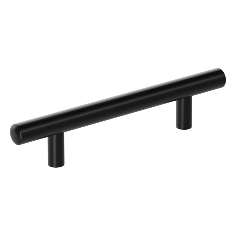 Matt black 160mm T-bar cabinet handle with two cylindrical mounting posts