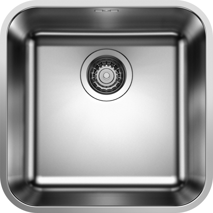 Stainless steel single-bowl kitchen sink with circular drain strainer