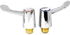 Chrome bath lever tap top head covers, pair of handles with gold stems