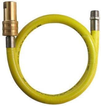 Yellow flexible gas hose with brass connectors