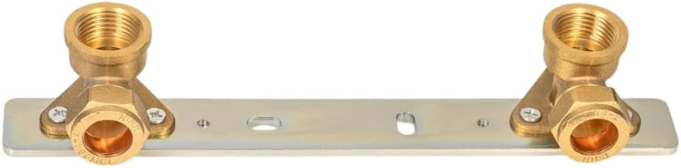 Concealed shower bracket plate with four brass threaded ends and central mounting holes