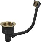Brushed brass 90mm sink strainer with black waste pipe and flexible hose kit