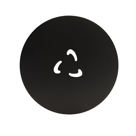 Round matt black waste cover lid with three-lobed symbol