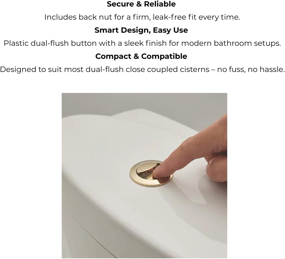 Brushed brass toilet flush button with hand pressing round dual-flush cover