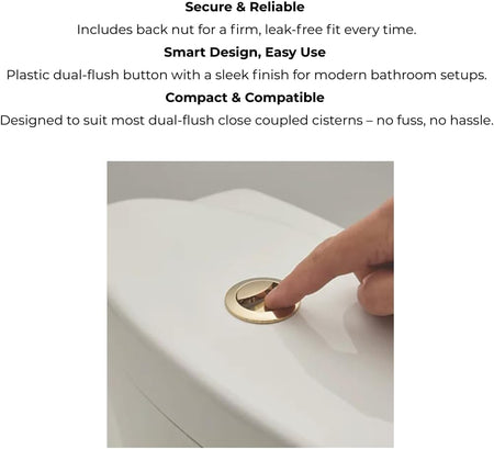 Brushed brass toilet flush button with hand pressing round dual-flush cover