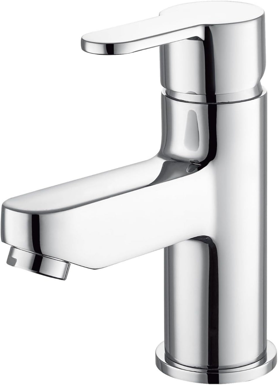 Polished chrome single-lever bathroom basin mixer tap with tall spout