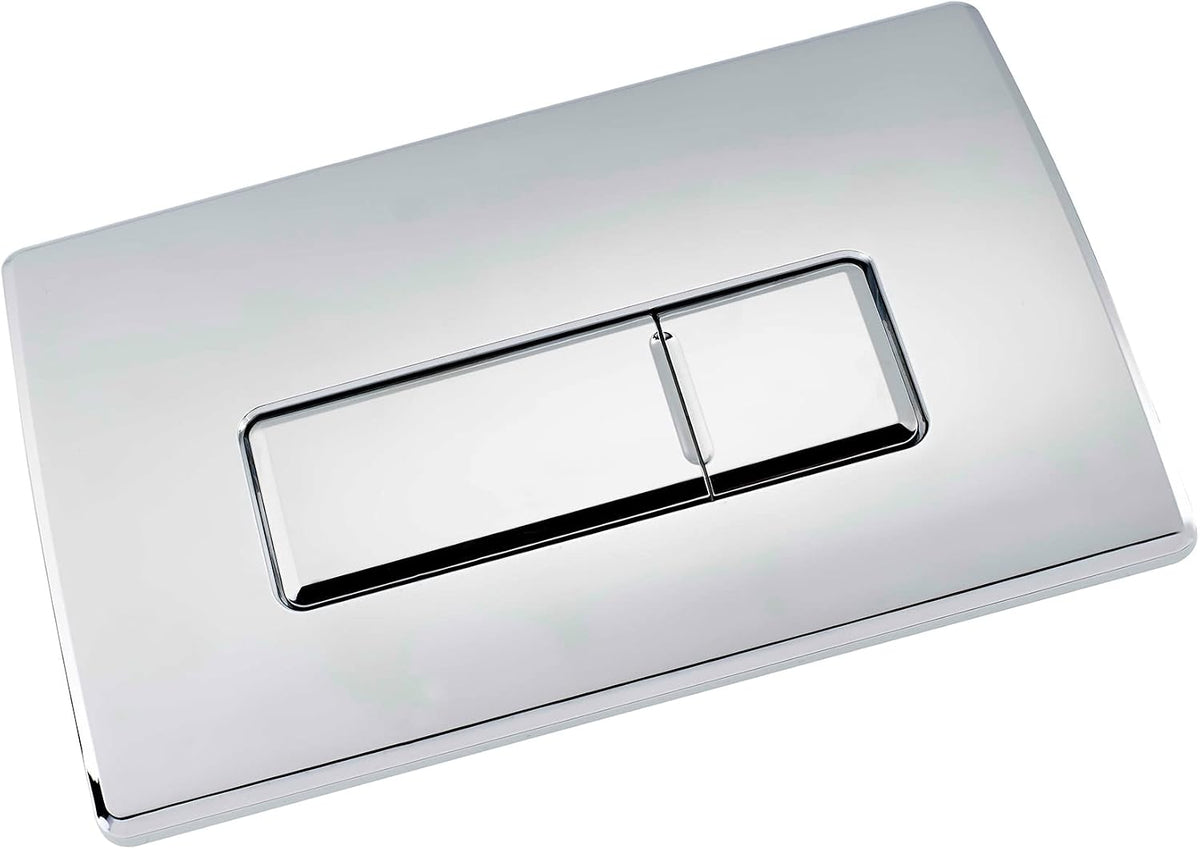 Square chrome dual-flush pneumatic toilet flush plate with two-part button