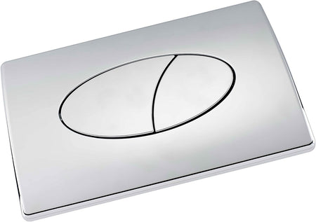 Oval dual flush toilet push plate in chrome with two oval control buttons
