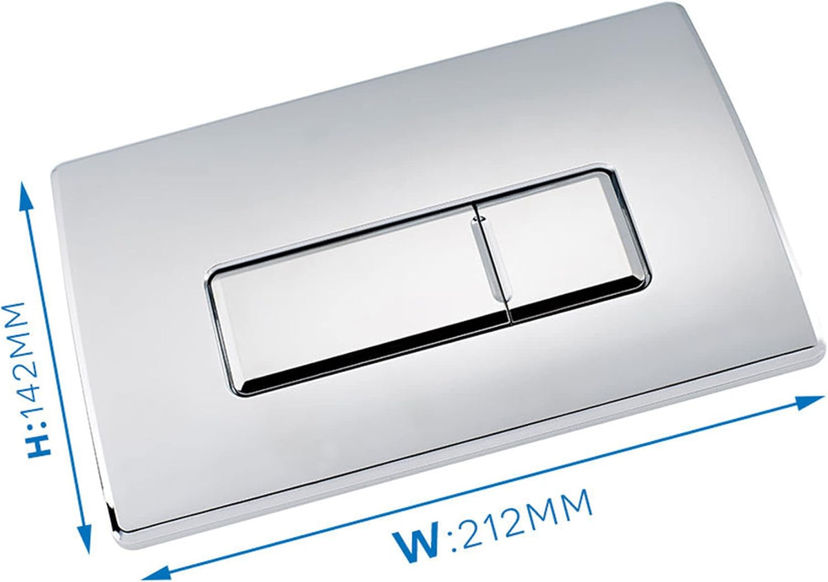 Square chrome dual-flush flush plate, W 212mm, H 142mm
