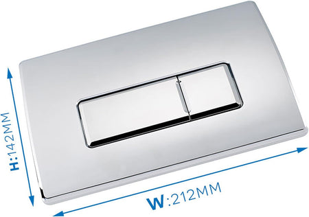Square chrome dual-flush flush plate, W 212mm, H 142mm