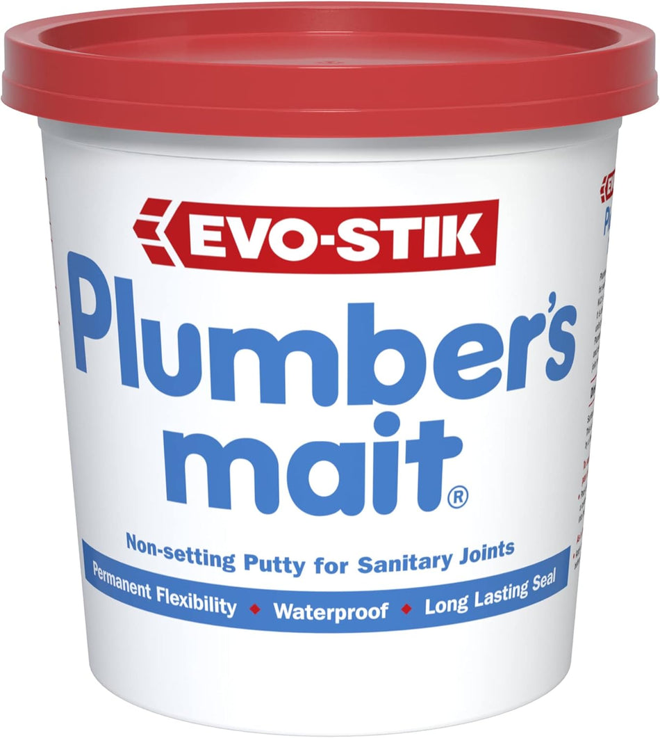 EVO-STIK Plumber's mait non-setting waterproof putty tub, 750 g, white and red label