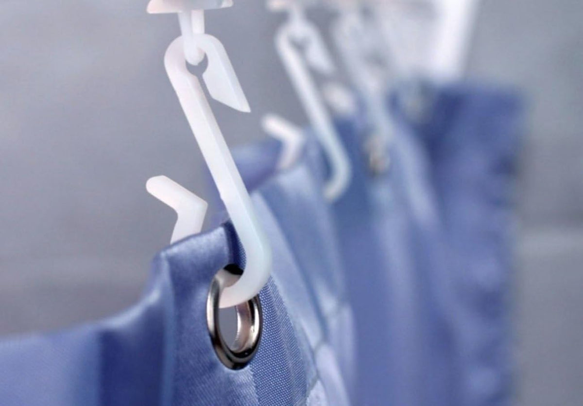 Shower curtain hook with metal eyelet and plastic glider