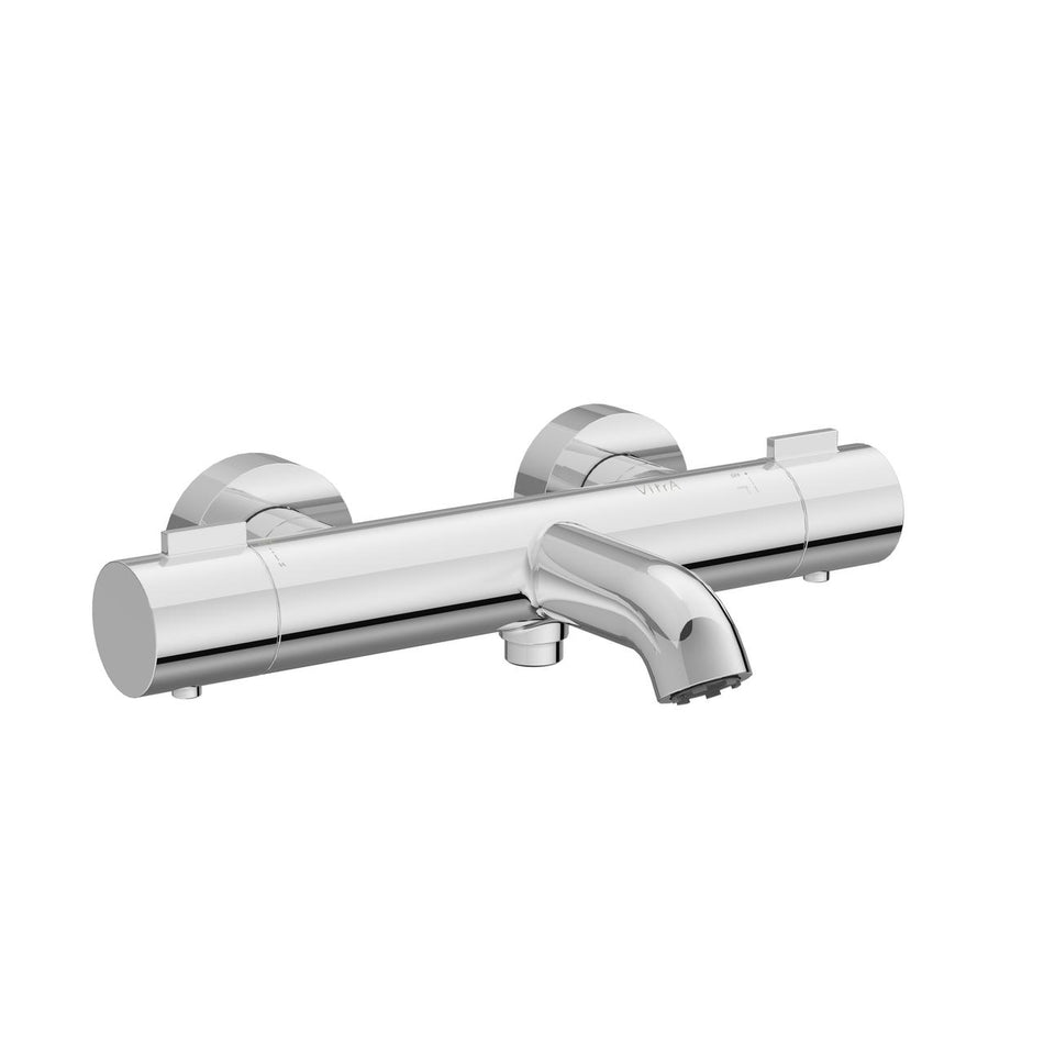 Thermostatic bath/shower mixer, chrome finish with round control knobs