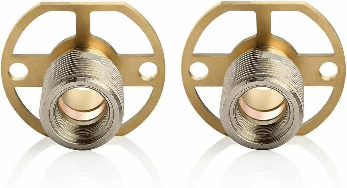 Wall-mount shower valve fixing bracket pair, brass plate with threaded metal inlet