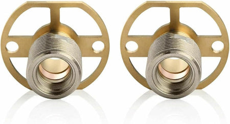 Wall-mount shower valve fixing bracket pair, brass plate with threaded metal inlet