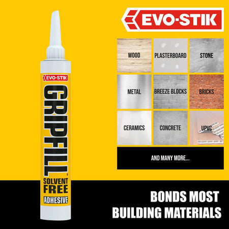 EVO-STIK GRIPFILL solvent-free white adhesive squeeze tube