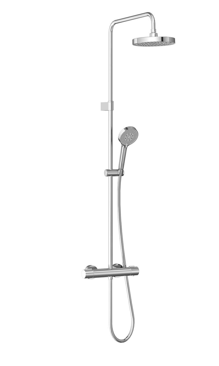 Chrome round showerhead and handheld shower mixer set with hose