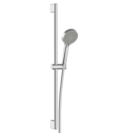 Chrome round handshower with wall rail and matching slide bar brackets