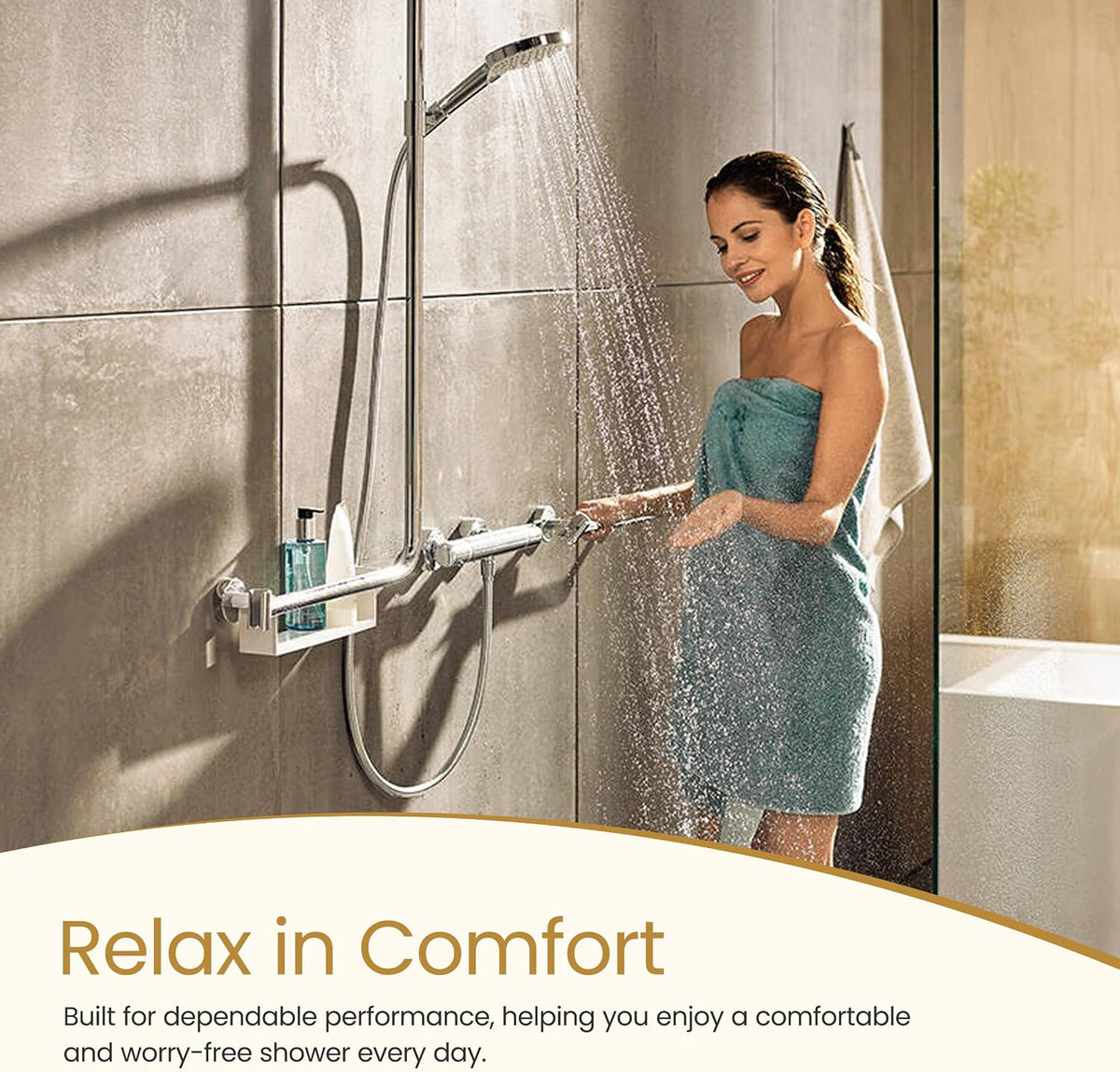 Shower installation with wall-mounted mixer tap and valve fixing brackets