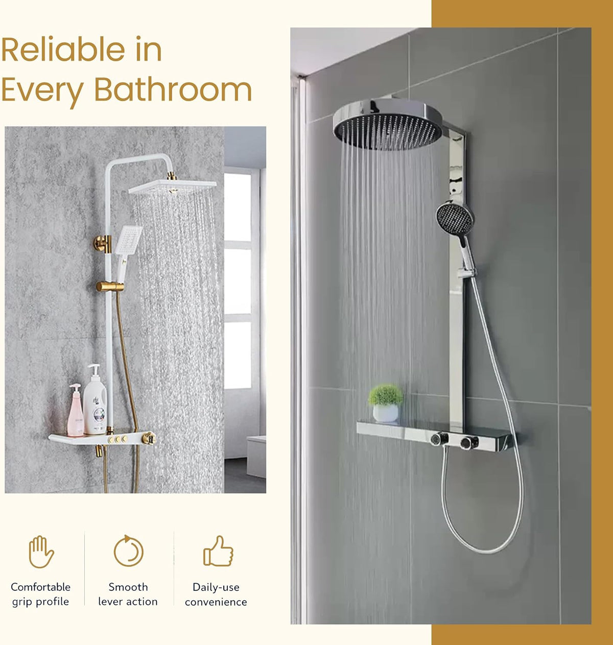 Wall-mounted shower mixer system with valve fixing brackets on bathroom wall
