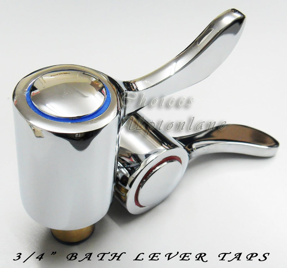 Chrome bath lever tap top head cover with hot/cold indicator rings and lever handle