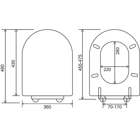 Oak-finish MDF toilet seat with curved lid and hinge hardware, quick-release style