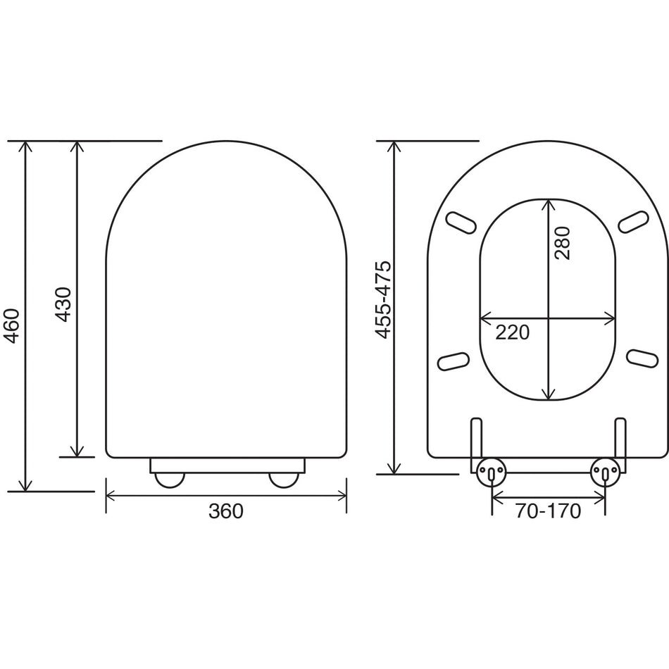 Oak-finish MDF toilet seat with curved lid and hinge hardware, quick-release style