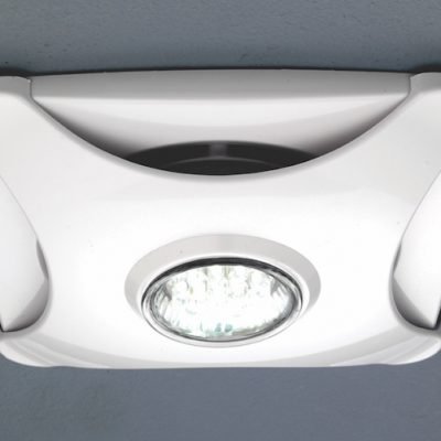 Ceiling ventilation fan spotlight with oval light and white housing