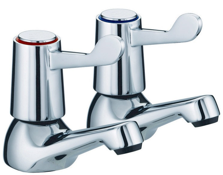 Chrome 1/4 turn basin tap pair with lever handles