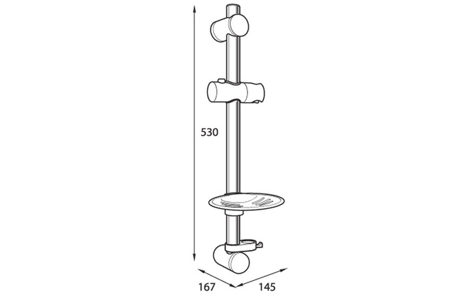 Electric shower kit with handset and wall control unit, shown in side profile