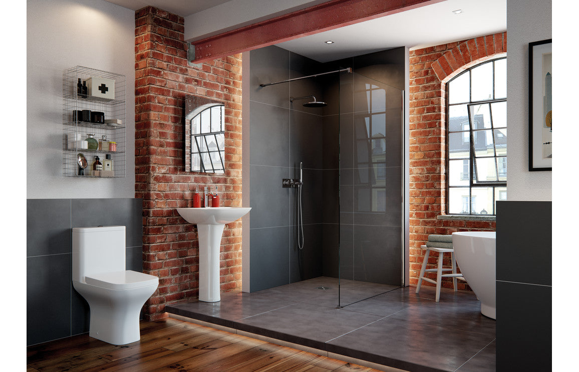 White back-to-wall toilet with closed seat