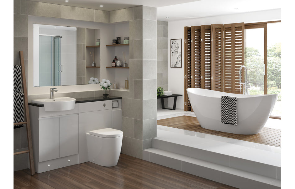 Back-to-wall white toilet with soft-close seat