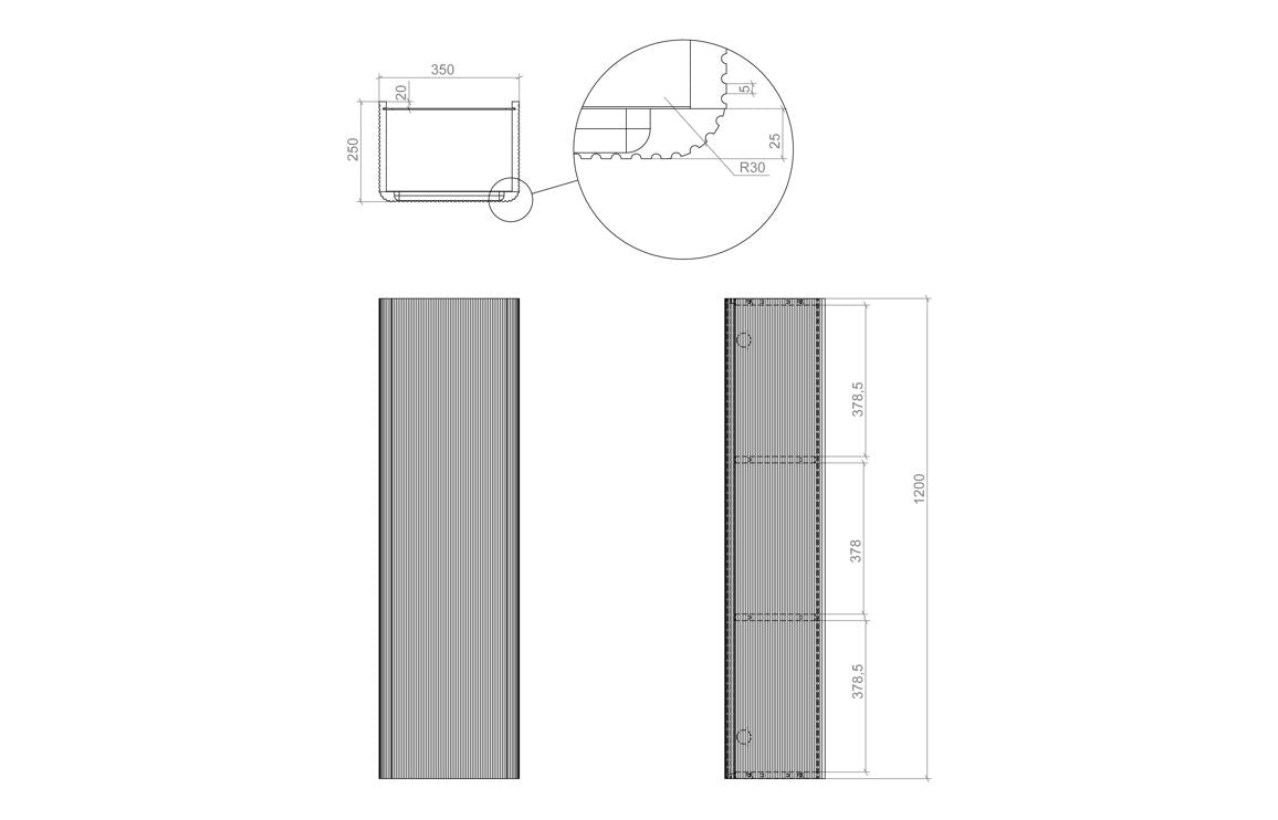 Tall wall cabinet with one door, matt black; technical dimension diagram