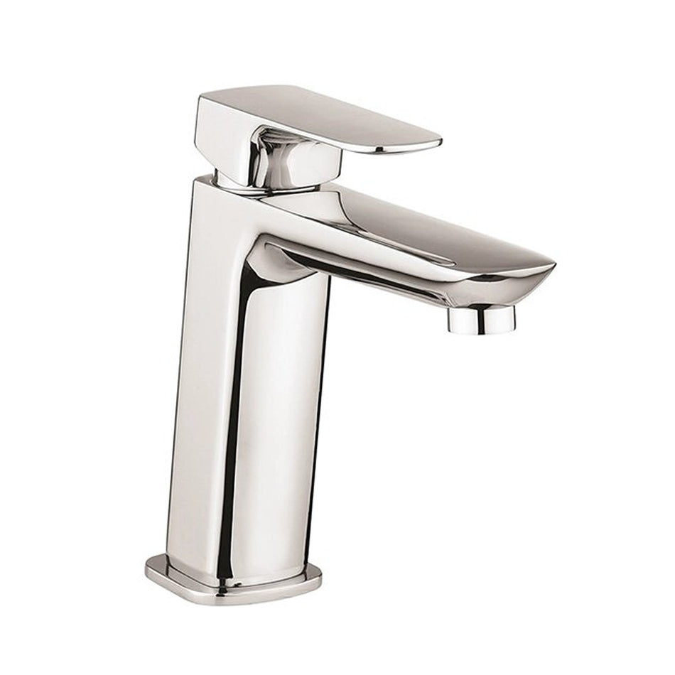 Chrome single-lever basin mixer tap, tall rectangular spout