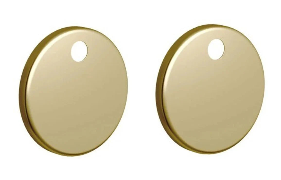 Gold toilet seat cover caps, round with center hole, set of two