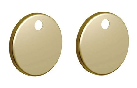Gold toilet seat cover caps, round with center hole, set of two