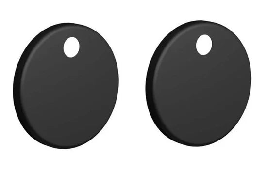 Black toilet seat cover caps, round with center hole, set of two