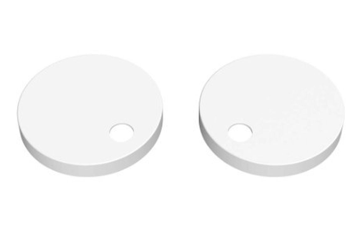 White toilet seat cover caps, round with center mounting hole