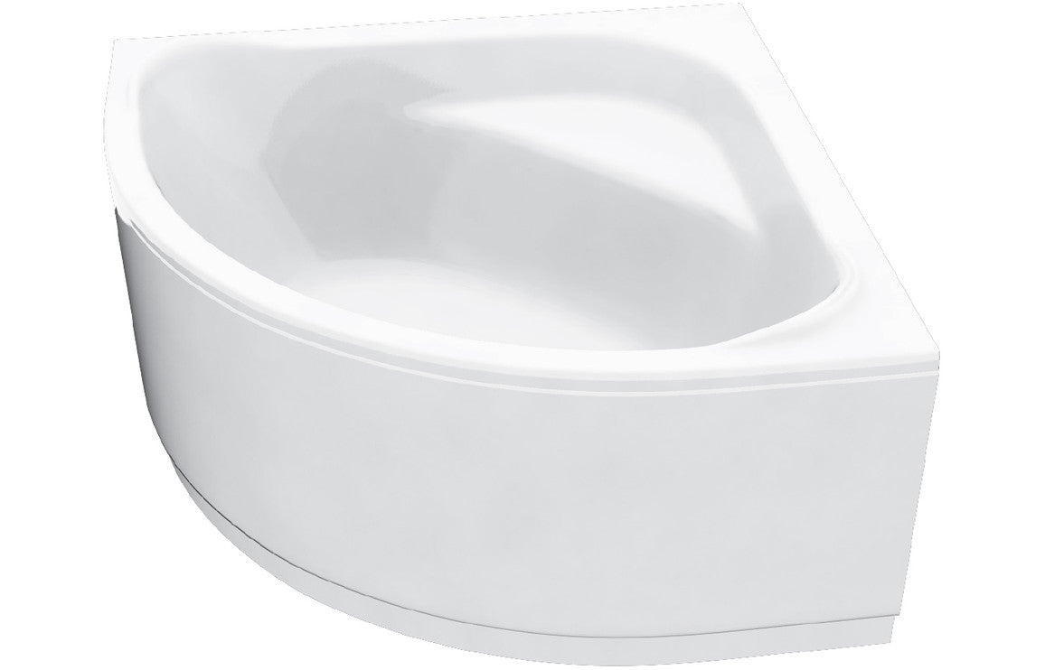 White 1350mm corner bath panel with curved front profile