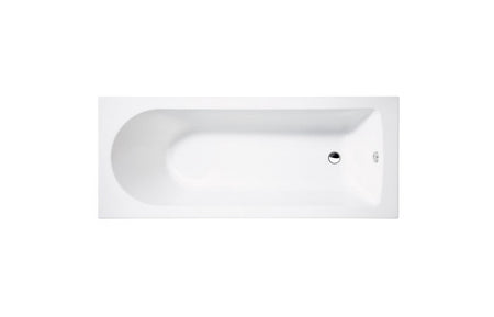White rectangular bathtub with drain hole and smooth glossy finish