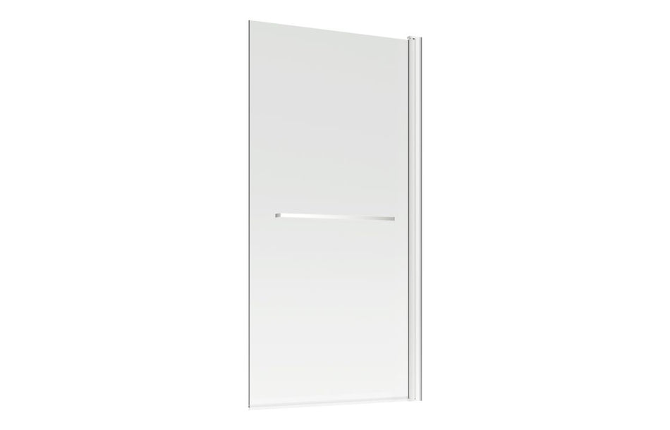 Single straight bath screen with chrome rail, clear glass door panel
