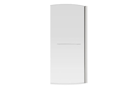 Straight bath screen panel with clear glass and chrome frame, white background