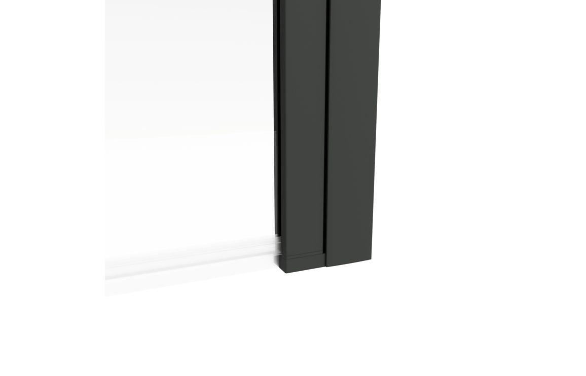 Bath screen base profile in matt black with clear glass side panel