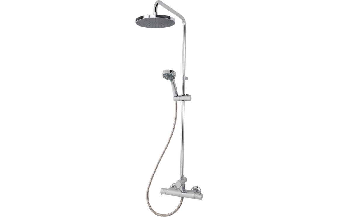 Chrome thermostatic shower set with diverter and overhead plus handheld spray