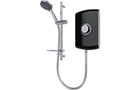 Triton Amore electric shower in black gloss with control dial and handheld hose set