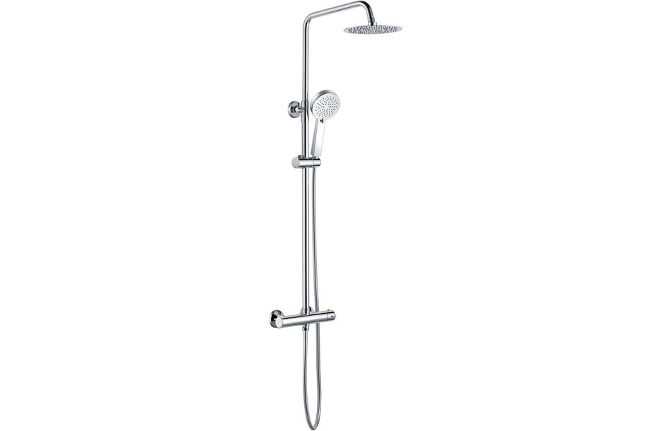 Chrome thermostatic shower mixer set with riser rail and multi-function handset