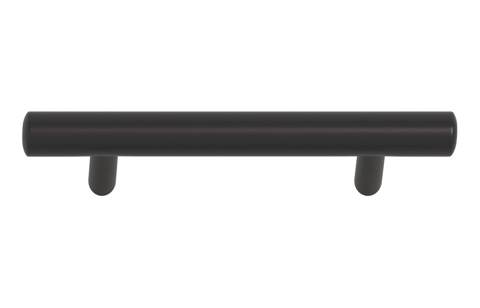 Matt black 160mm T-bar cabinet handle with two short cylindrical posts