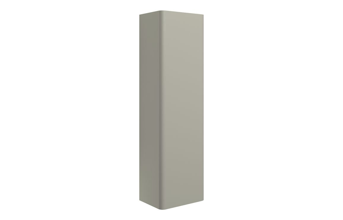 Tall wall-mounted cabinet with matte latte finish and one door