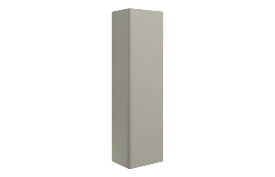 Tall wall-mounted cabinet with matte latte finish and one door