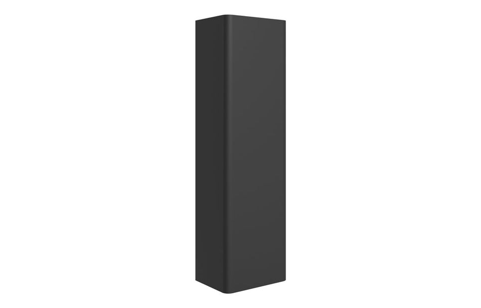 Wall-hung tall cabinet with one door, matt black finish